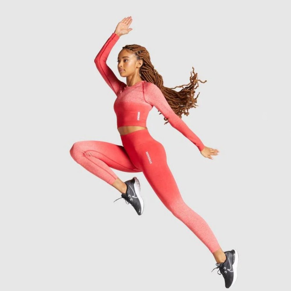 Gymshark Adapt Ombre Leggings Red Marl Raspberry Red Small